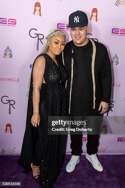 Rob Kardashian and Blac Chyna arrive at her Blac Chyna Birthday Celebration And Unveiling Of Her "Chymoji" Emoji Collection at the Hard Rock Cafe on...