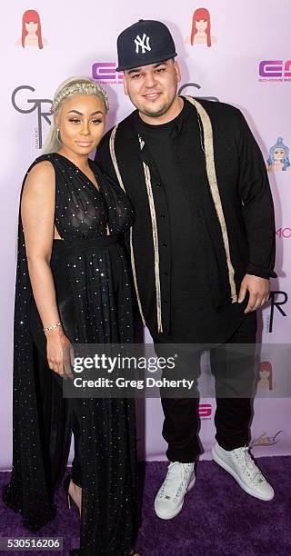 Rob Kardashian and Blac Chyna arrive at her Blac Chyna Birthday Celebration And Unveiling Of Her "Chymoji" Emoji Collection at the Hard Rock Cafe on...