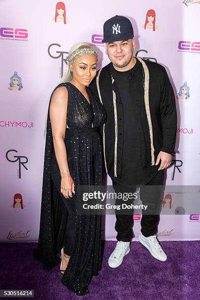 Rob Kardashian and Blac Chyna arrive at her Blac Chyna Birthday Celebration And Unveiling Of Her "Chymoji" Emoji Collection at the Hard Rock Cafe on...