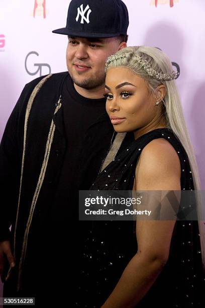 Rob Kardashian and Blac Chyna arrive at her Blac Chyna Birthday Celebration And Unveiling Of Her "Chymoji" Emoji Collection at the Hard Rock Cafe on...