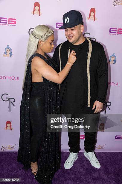 Rob Kardashian and Blac Chyna arrive at her Blac Chyna Birthday Celebration And Unveiling Of Her "Chymoji" Emoji Collection at the Hard Rock Cafe on...