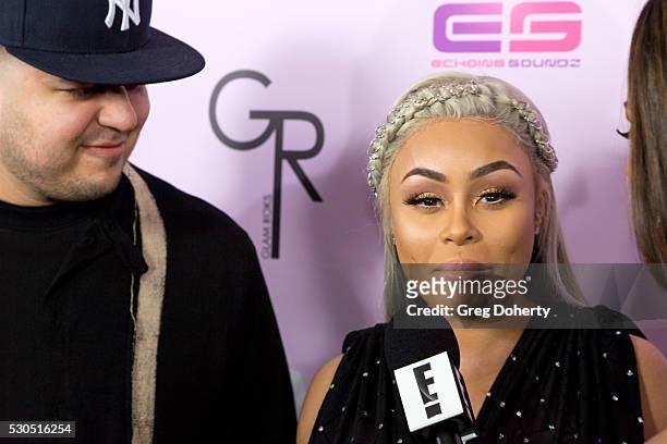 Rob Kardashian and Blac Chyna arrive at her Blac Chyna Birthday Celebration And Unveiling Of Her "Chymoji" Emoji Collection at the Hard Rock Cafe on...