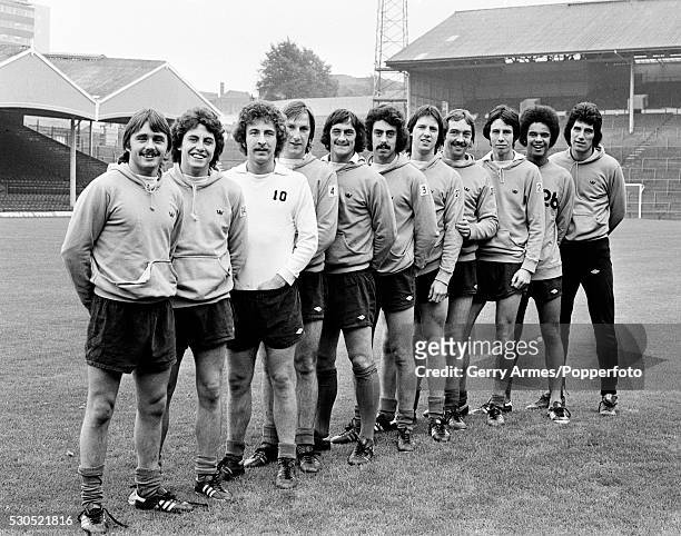 Group of local-born Wolverhampton Wanderers footballers at Molineux in Wolverhampton, 20th September 1977. Left-right: Maurice Daly, Gerry O'Hara,...