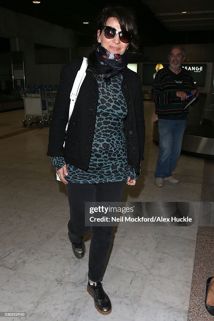 Juliette Binoche seen arriving at Nice Airport on May 11, 2016 in
