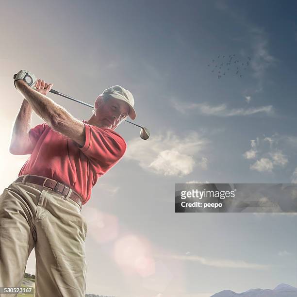 golfer - man swinging golf club stock pictures, royalty-free photos & images