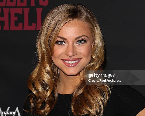 Actress / Playboy Playmate Nikki Leigh attends the launch of "6 Bullets To Hell" the video game and the movie on May 10, 2016 in Los Angeles,...
