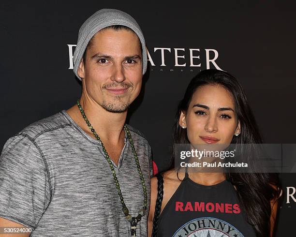 Actors Sean Faris and Cherie Jimenez attend the launch of "6 Bullets To Hell" the video game and the movie on May 10, 2016 in Los Angeles, California.