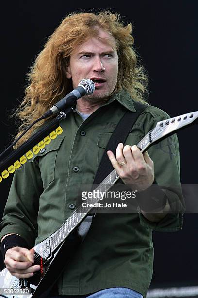 Dave Mustaine of Megadeth performs on the Main stage on day one of this year's Download Festival at Donington Park, Castle Donington on June 10, 2005...