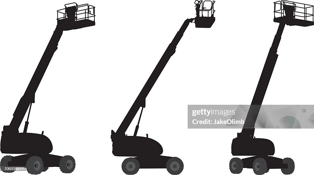 Cherry Picker Machine Silhouettes