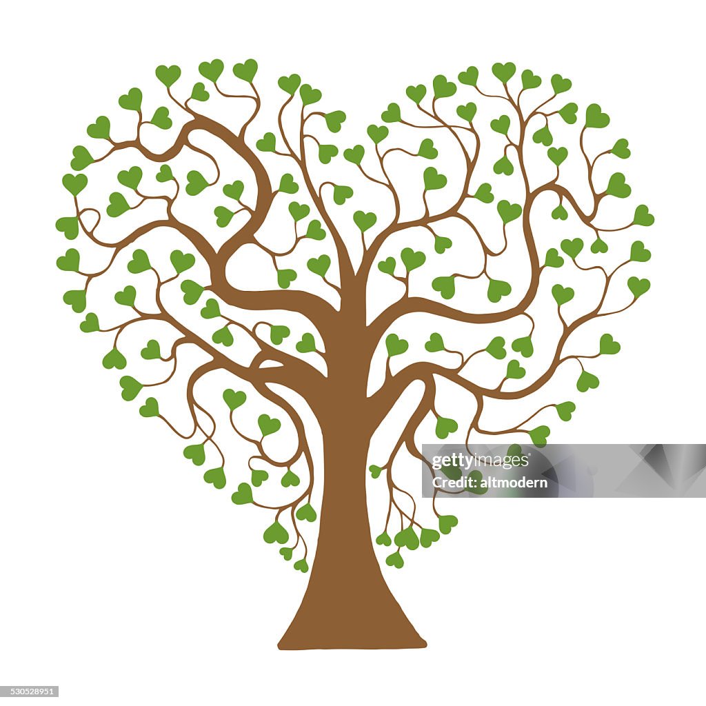 Heart tree isolated on white