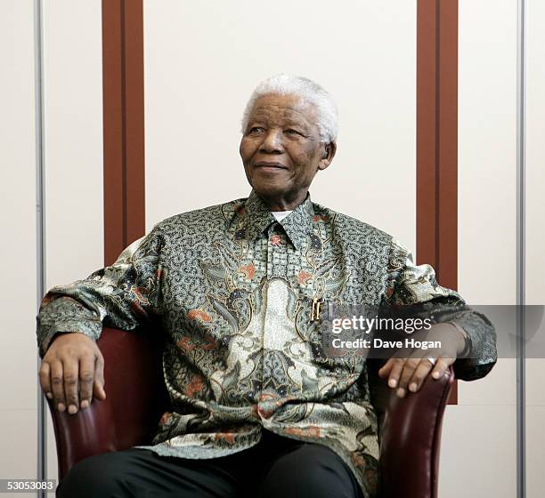 Nelson Mandela attends a photocall ahead of tonight's "46664 Arctic" concert, at the Rica Hotel on June 11, 2005 in Tromso, Norway. The fourth...