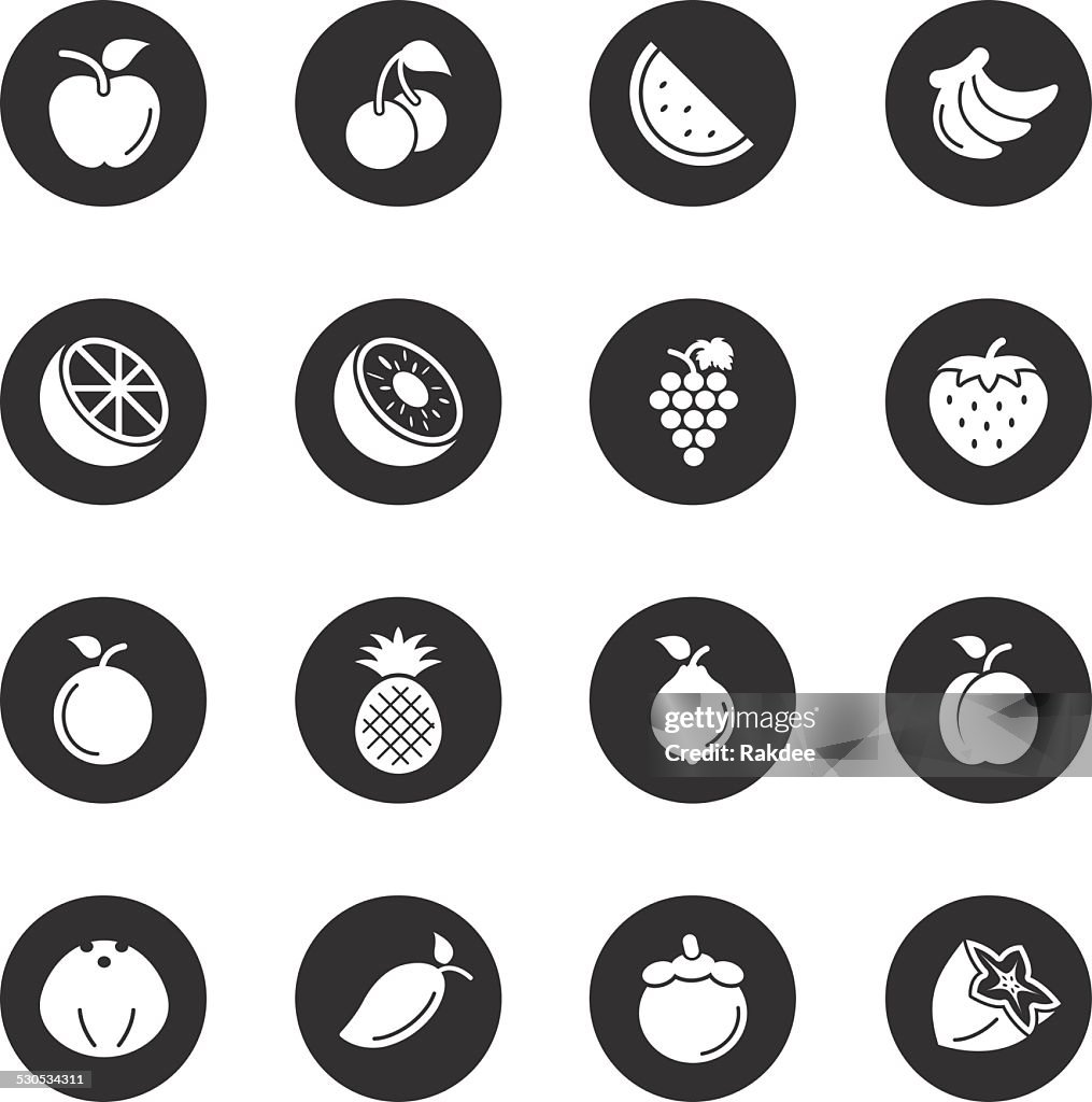 Fruit Icons - Black Circle Series