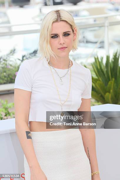 Kristen Stewart attends the "Cafe Society" photocall which will open the 69th annual Cannes Film Festival on May 11, 2016 in Cannes, France.