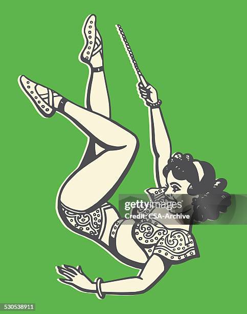 female circus perfomer - trapeze artist stock illustrations