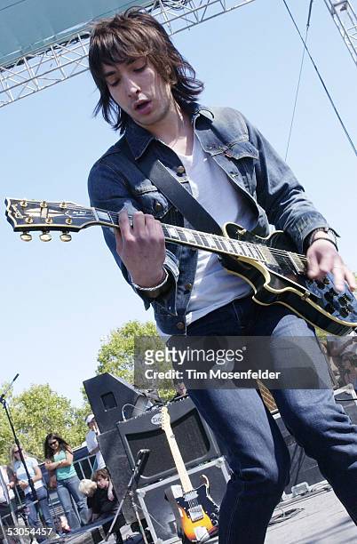 Michael Zacharin of The Bravery performs at Live 105's BFD at Shoreline Amphitheatre on June 10, 2005 in Mountain View, California.
