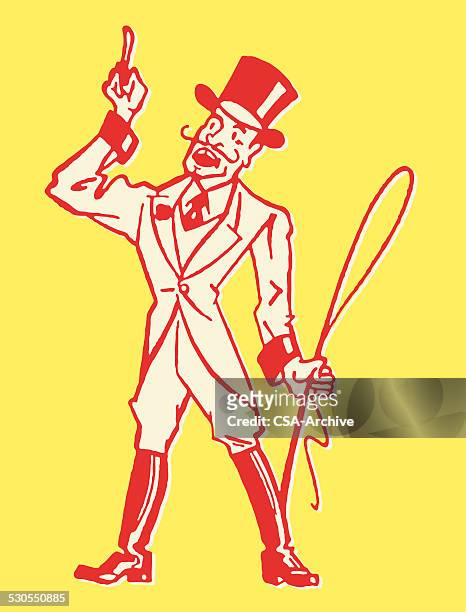 circus ringleader pointing up - ringmaster stock illustrations
