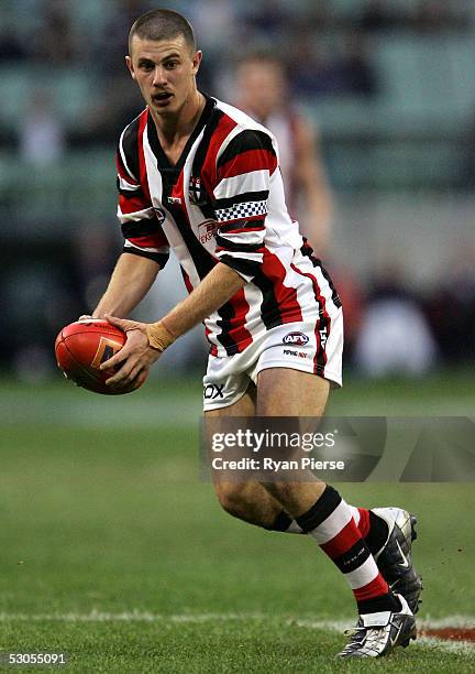 Andrew McQualter for the Saints in action during the round twelve AFL match between the Hawthorn Hawks and the St.Kilda Saints at the M.C.G. On June...