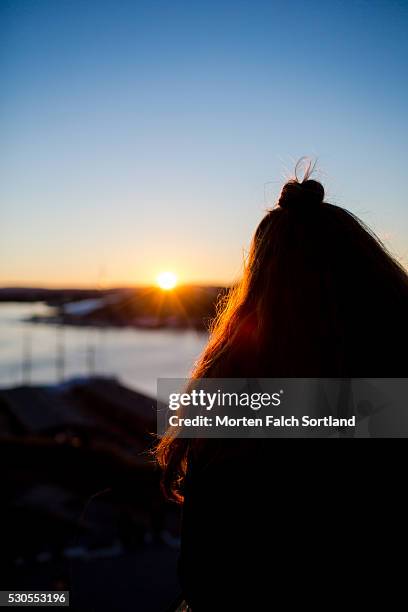 at the beach at sunset - akershus festning stock pictures, royalty-free photos & images