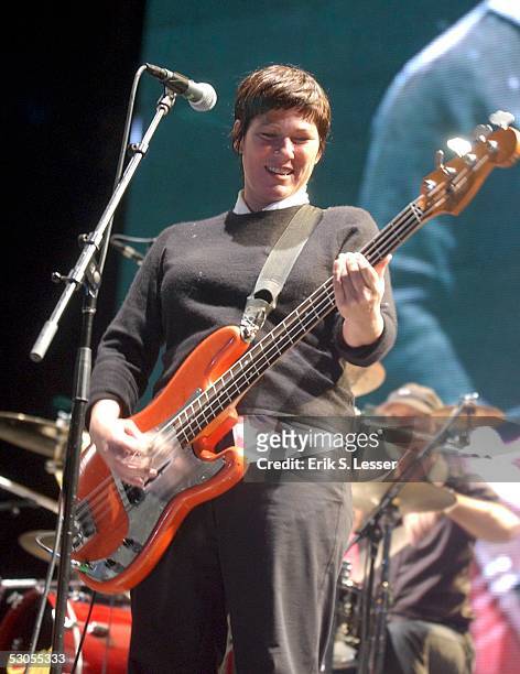 Bass guitarist Kim Deal of the Pixies performs at the Music Midtown festival, June 11, 2005 in Atlanta, Georgia. The three-day festival features many...