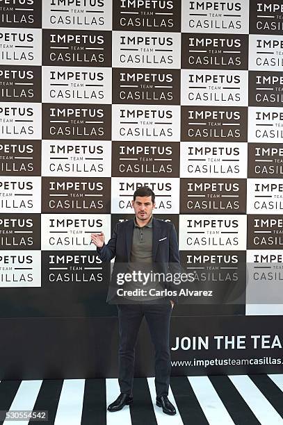 Spanish goalkeeper Iker Casillas presents "Impetus Team Casillas" collection at the COAM on May 11, 2016 in Madrid, Spain.