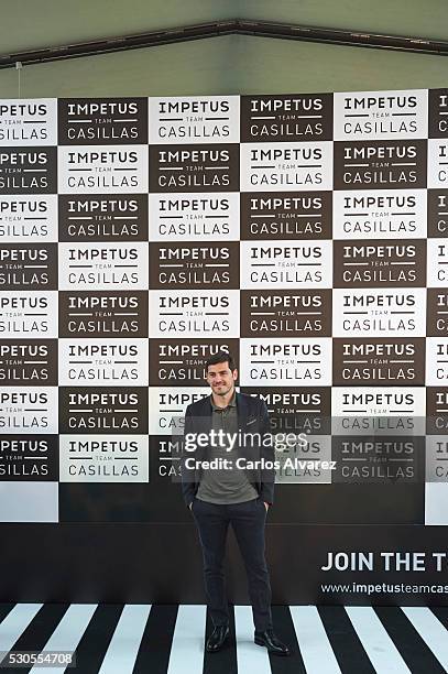 Spanish goalkeeper Iker Casillas presents "Impetus Team Casillas" collection at the COAM on May 11, 2016 in Madrid, Spain.