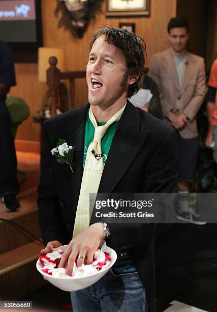 Chris Shiflett of The Foo Fighters performs the duties of the flower girl during MTV2's "24 Hours Of Foo" at the MTV Times Square Studios June 11,...