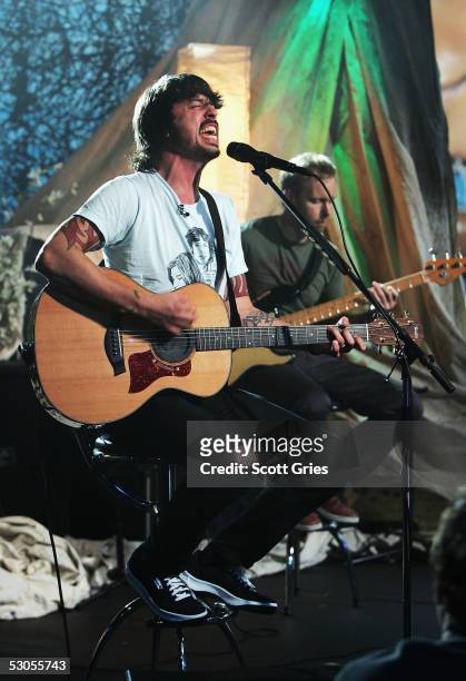 Dave Grohl of the Foo Fighters performs during MTV2's "24 Hours Of Foo" at the MTV Times Square Studios June 11, 2005 in New York City.