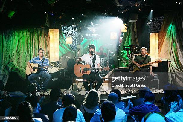 The Foo Fighters perform during MTV2's "24 Hours Of Foo" at the MTV Times Square Studios June 11, 2005 in New York City.