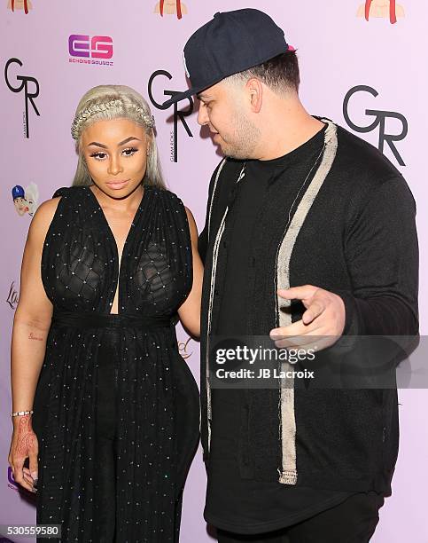 Blac Chyna and Rob Kardashian attend Blac Chyna's birthday celebration and unveiling of her 'Chymoji' Emoji Collection at Hard Rock Cafe on May 10,...