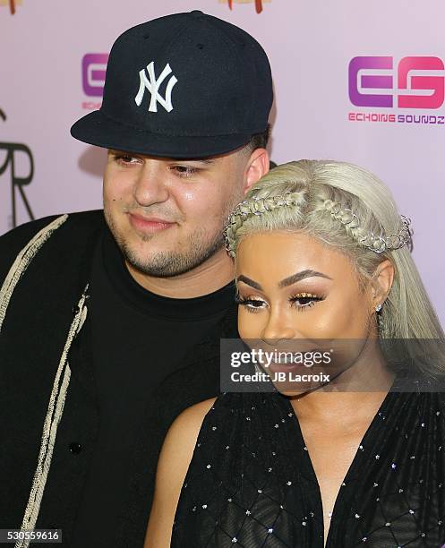 Blac Chyna and Rob Kardashian attend Blac Chyna's birthday celebration and unveiling of her 'Chymoji' Emoji Collection at Hard Rock Cafe on May 10,...