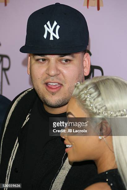 Blac Chyna and Rob Kardashian attend Blac Chyna's birthday celebration and unveiling of her 'Chymoji' Emoji Collection at Hard Rock Cafe on May 10,...