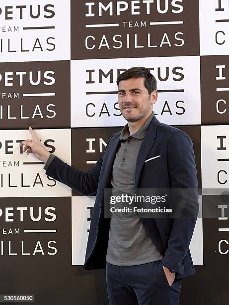 Iker Casillas attends a photocall to present 'Impetus Team Casillas' at the Colegio Oficial de Arquitectos on May 11, 2016 in Madrid, Spain