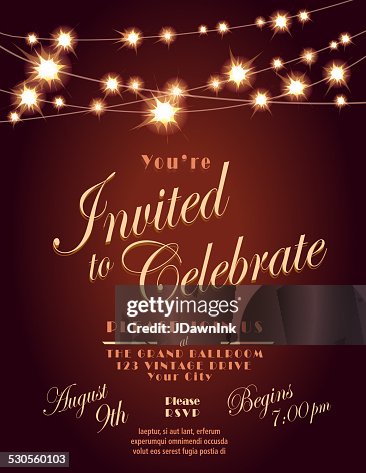 Generic Lights brown invitation design template with string lights Generic Lights brown invitation design template with string lights
