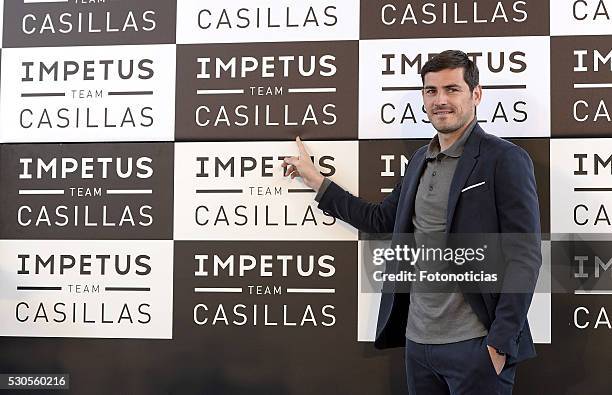 Iker Casillas attends a photocall to present 'Impetus Team Casillas' at the Colegio Oficial de Arquitectos on May 11, 2016 in Madrid, Spain