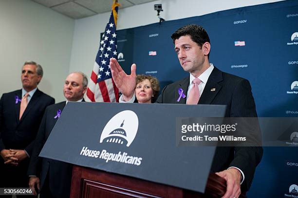 Speaker Paul D. Ryan, R-Wis., conducts a news conference in the Capitol after a meeting of the House Republican Conference, May 11, 2016. House...
