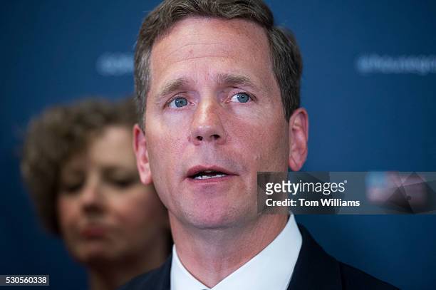 Reps. Bob Dold, R-Ill., and Susan Brooks, R-Ind., conduct a news conference in the Capitol after a meeting of the House Republican Conference, May...