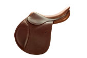 Brown Leather English Show Jumping Saddle-Side View
