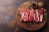 Raw fresh lamb ribs