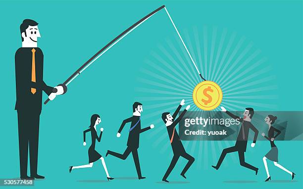 fishing - crowd running stock illustrations