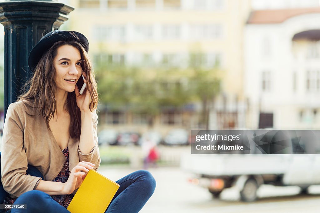 Young girl talking on cell phone