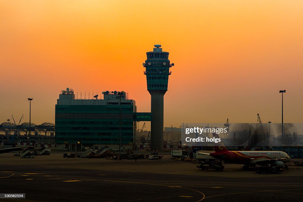 Hong Kong Airport during sunset