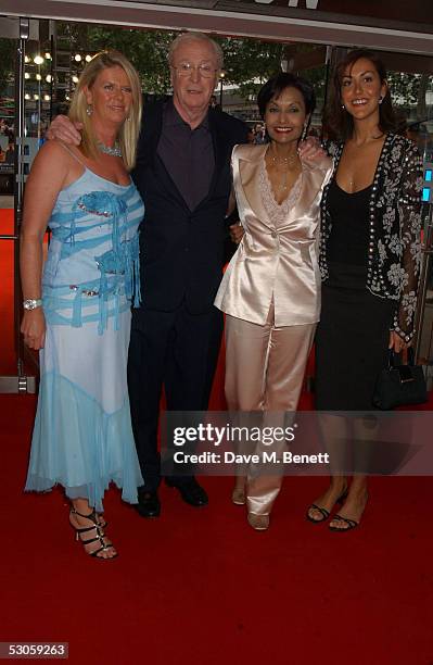 Actor Sir Michael Caine, his wife Shakira, daughters Natasha and Nikki arrive at the European premiere of "Batman Begins" at the Odeon Leicester...