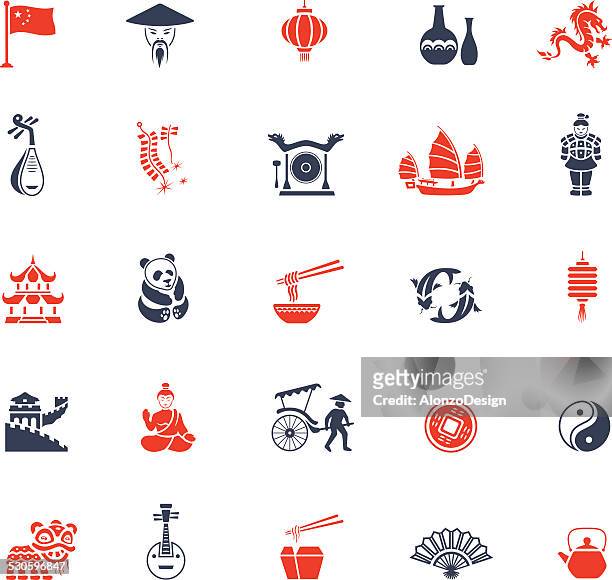 ilustraciones, imágenes clip art, dibujos animados e iconos de stock de conjunto de iconos de china - asian