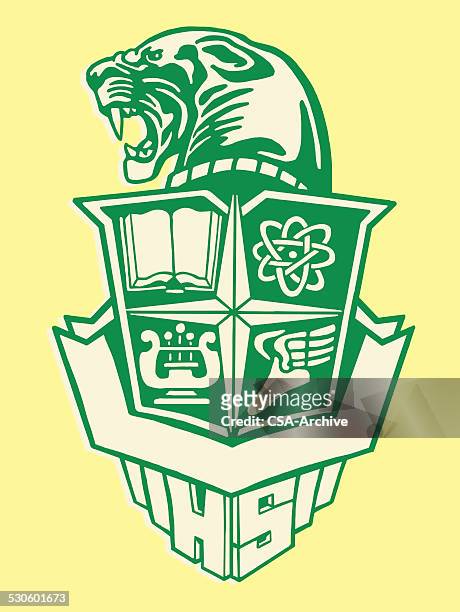 panther school crest - insignia stock illustrations