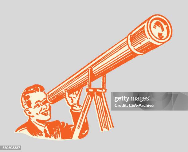 man using telescope - telescope stock illustrations