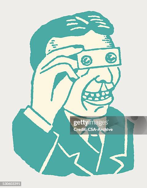 man using funny glasses - eavesdropping stock illustrations