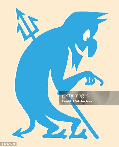 silhouette of devil pointing - devil stock illustrations