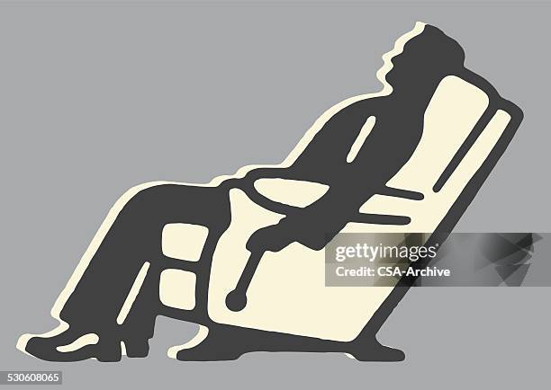 man in recliner - recliner chair stock illustrations