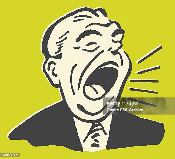shouting man - yawning stock illustrations