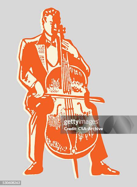 man playing cello - string orchestra stock illustrations